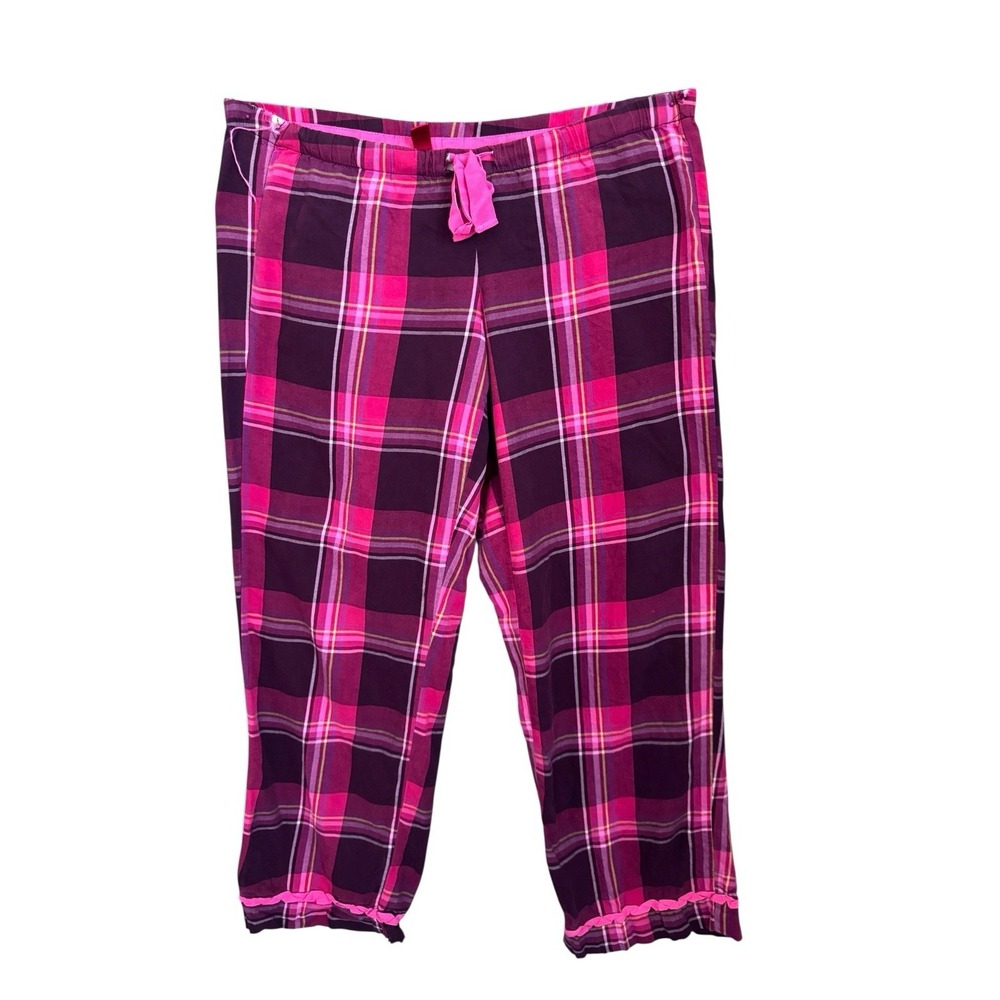 Victoria's Secret Pink Plaid Flannel Pajama‎ Pants Womens M Coquette Y2K Ruffle